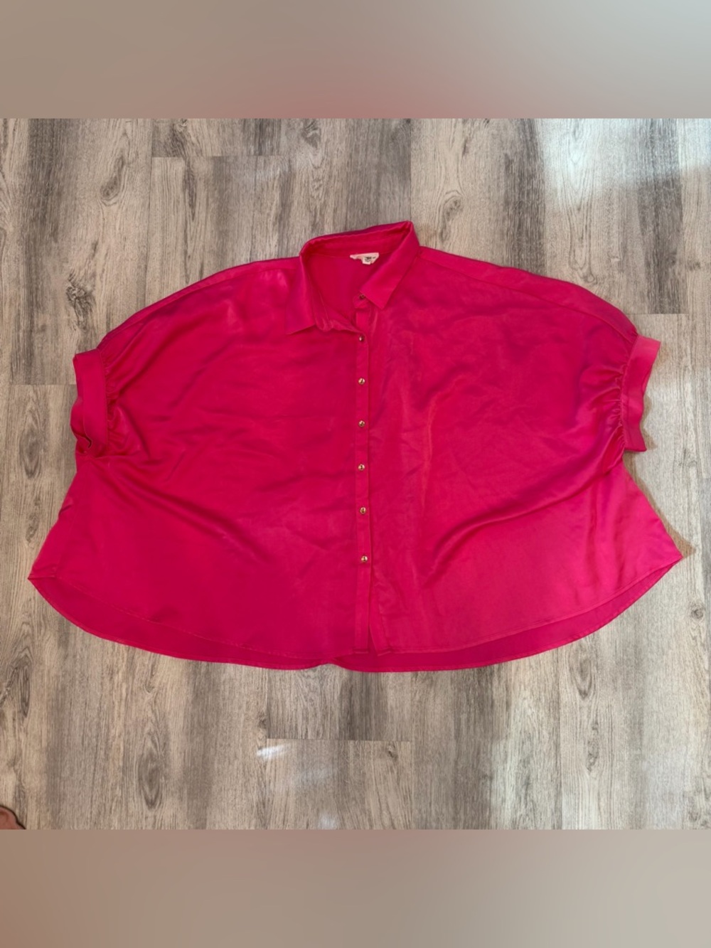 ee:some Hot Pink Oversized Button Up Blouse Drapey Top Small